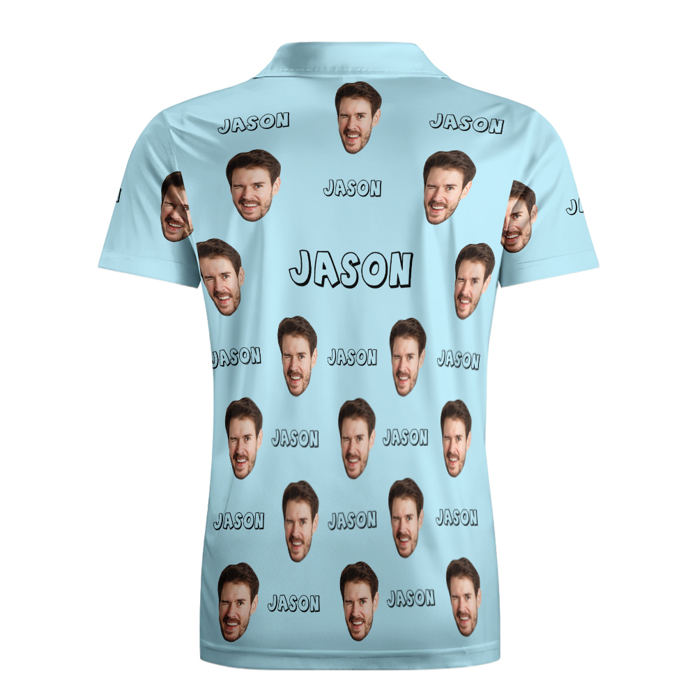 Custom Name Polo Shirt Personalized Hearts Short Sleeve Golf Shirt with Picture Logo Custom Polos for Men - Get Photo Blanket