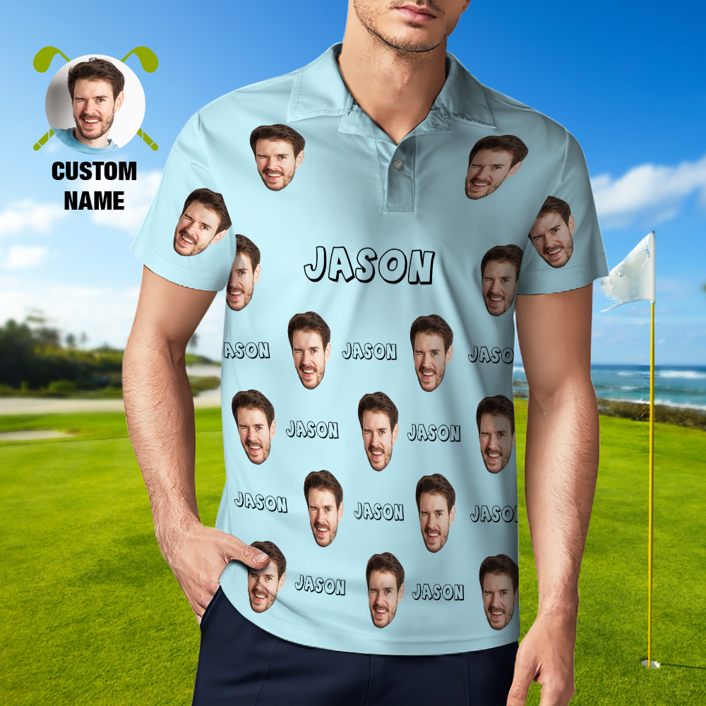 Custom Name Polo Shirt Personalized Hearts Short Sleeve Golf Shirt with Picture Logo Custom Polos for Men - Get Photo Blanket