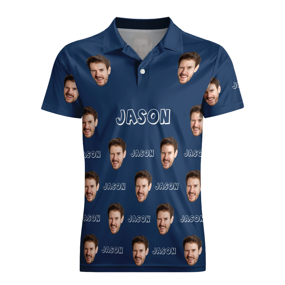 Custom Name Polo Shirt Personalized Hearts Short Sleeve Golf Shirt with Picture Logo Custom Polos for Men - Get Photo Blanket