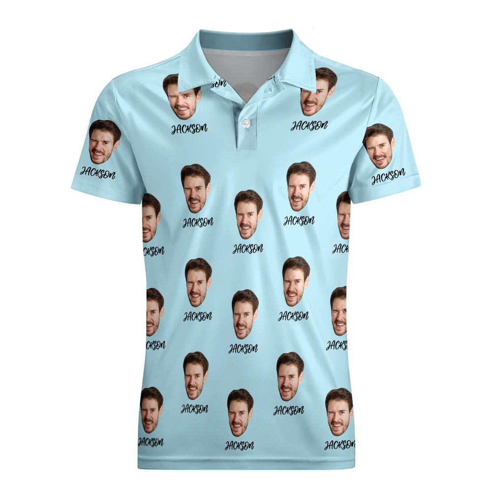 Custom Name Polo Shirt Personalized Hearts Short Sleeve Golf Shirt with Picture Logo Custom Polos for Men - Get Photo Blanket