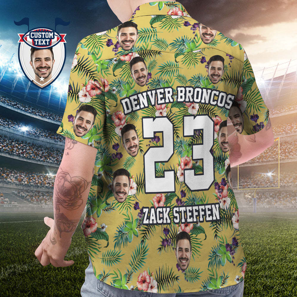 Custom Printed Hawaiian Shirt for Fans Personalized Face and Text Hawaiian Shirt Gift for fans - Leaves & Flowers
