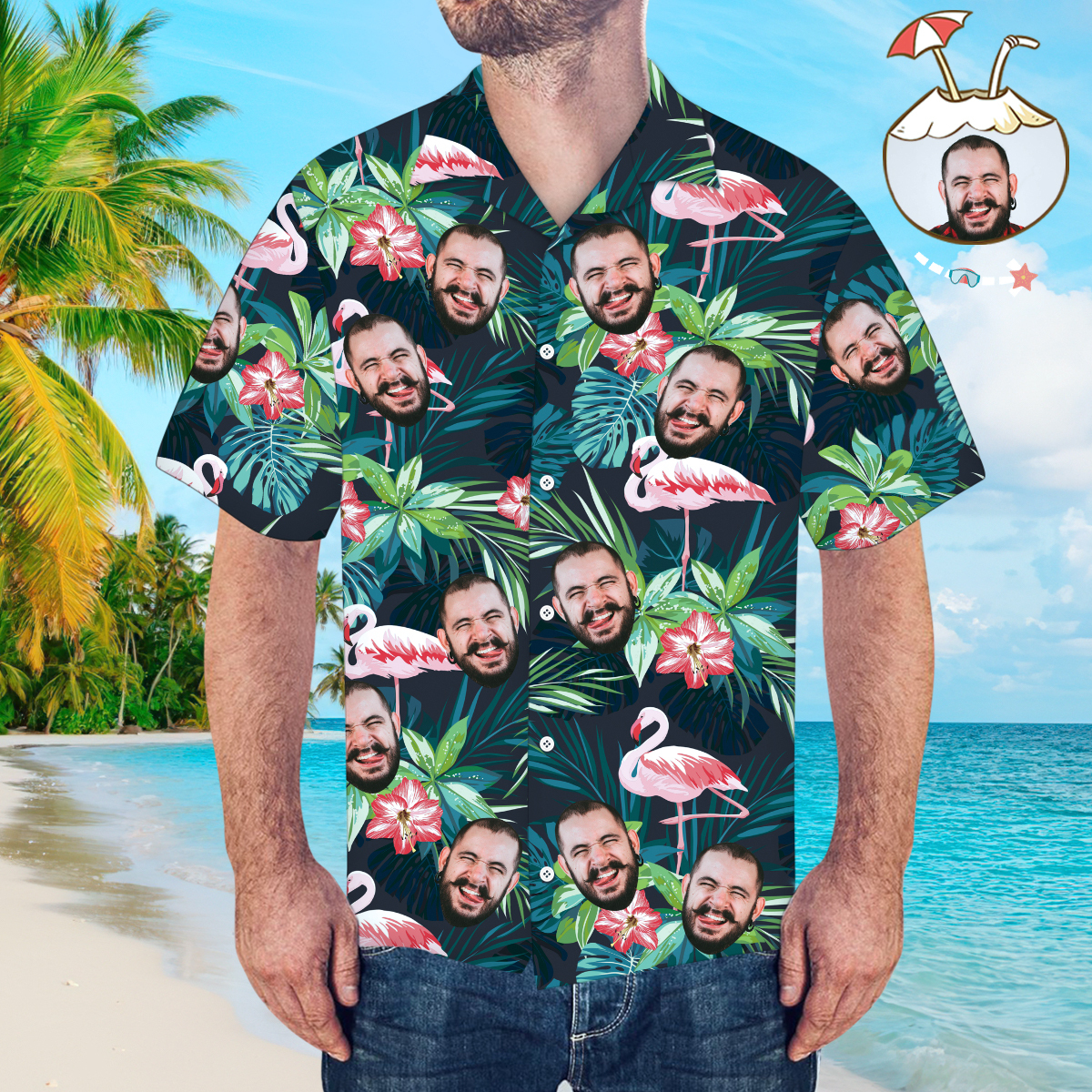 Custom Hawaiian Shirts Colorful Flamingo Aloha Beach Shirt For Men - Get Photo Blanket