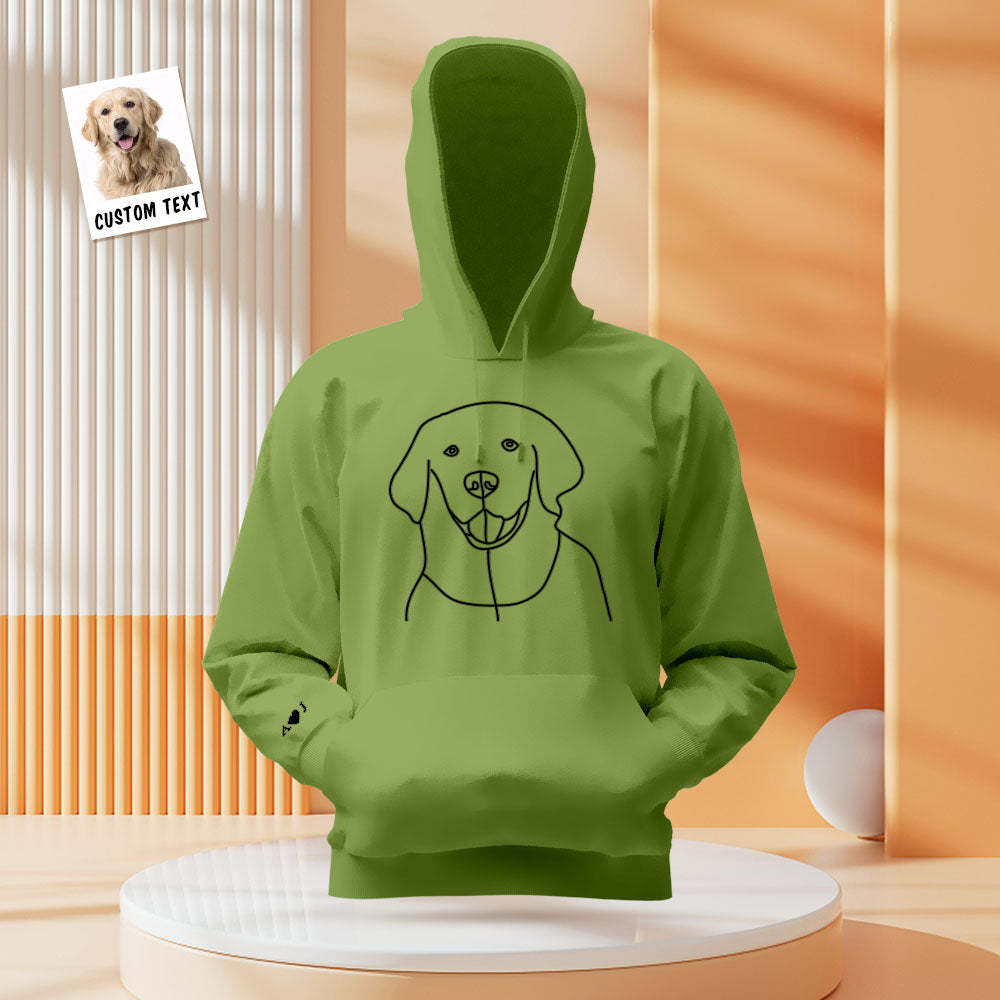 Custom Photo Embroidered Pocket Hoodie Text On Sleeve Colorful Couple Sweatshirt