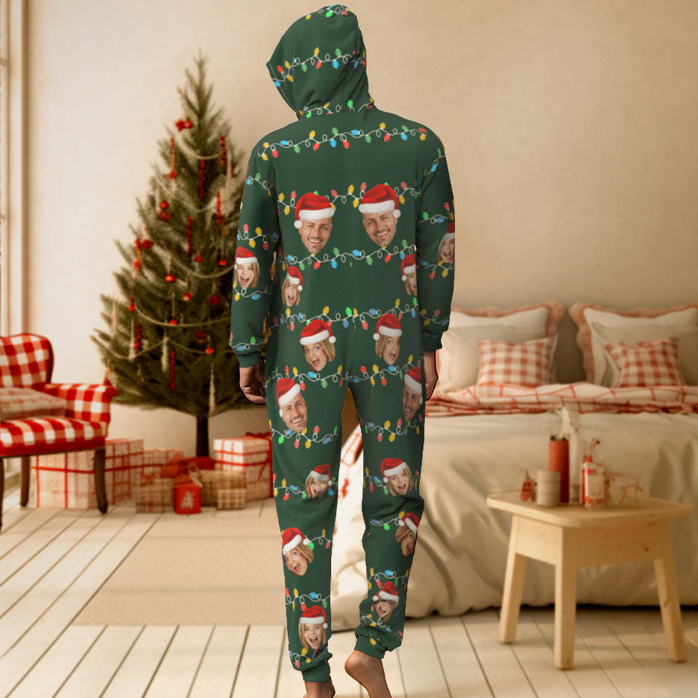 Custom Onesies Photo Xmas Leds Pajamas One-Piece Sleepwear Family Pyjamas Christmas Gift - Get Photo Blanket