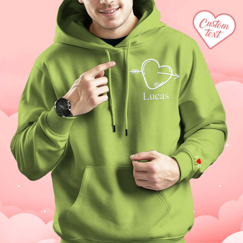 Custom Text Embroidered Hoodie Unique Heart Key And Lock Match Set Couple Sweatshirt - Get Photo Blanket