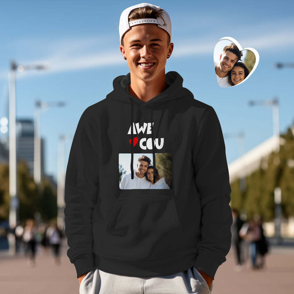 Custom Photo Couple Matching Hoodies Awesome Couple Personalized Hoodie Valentine's Day Gift - Get Photo Blanket