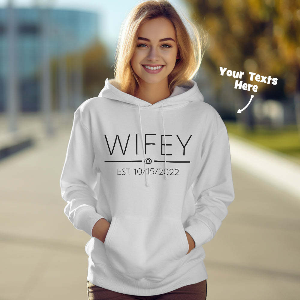 Custom Wifey Hubby Funny Couple Matching Hoodies Personalized Hoodie Valentine's Day Gift - Get Photo Blanket