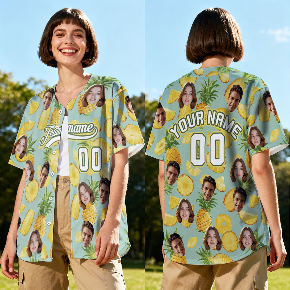 Personalized Hawaii Floral Shirt for Women Custom Hawaiian Baseball Jersey with Face Teamname Name Number