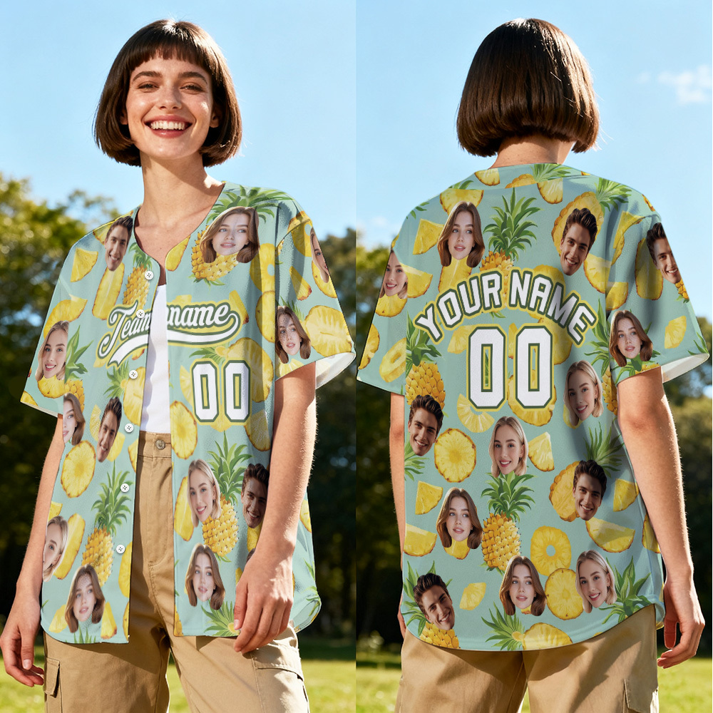 Personalized Hawaii Floral Shirt for Women Custom Hawaiian Baseball Jersey with Face Teamname Name Number