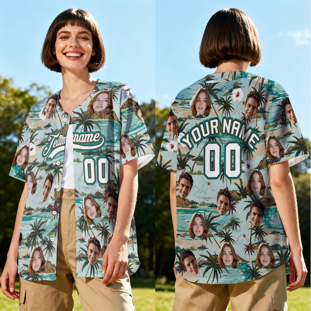 Personalized Hawaii Floral Shirt for Women Custom Hawaiian Baseball Je