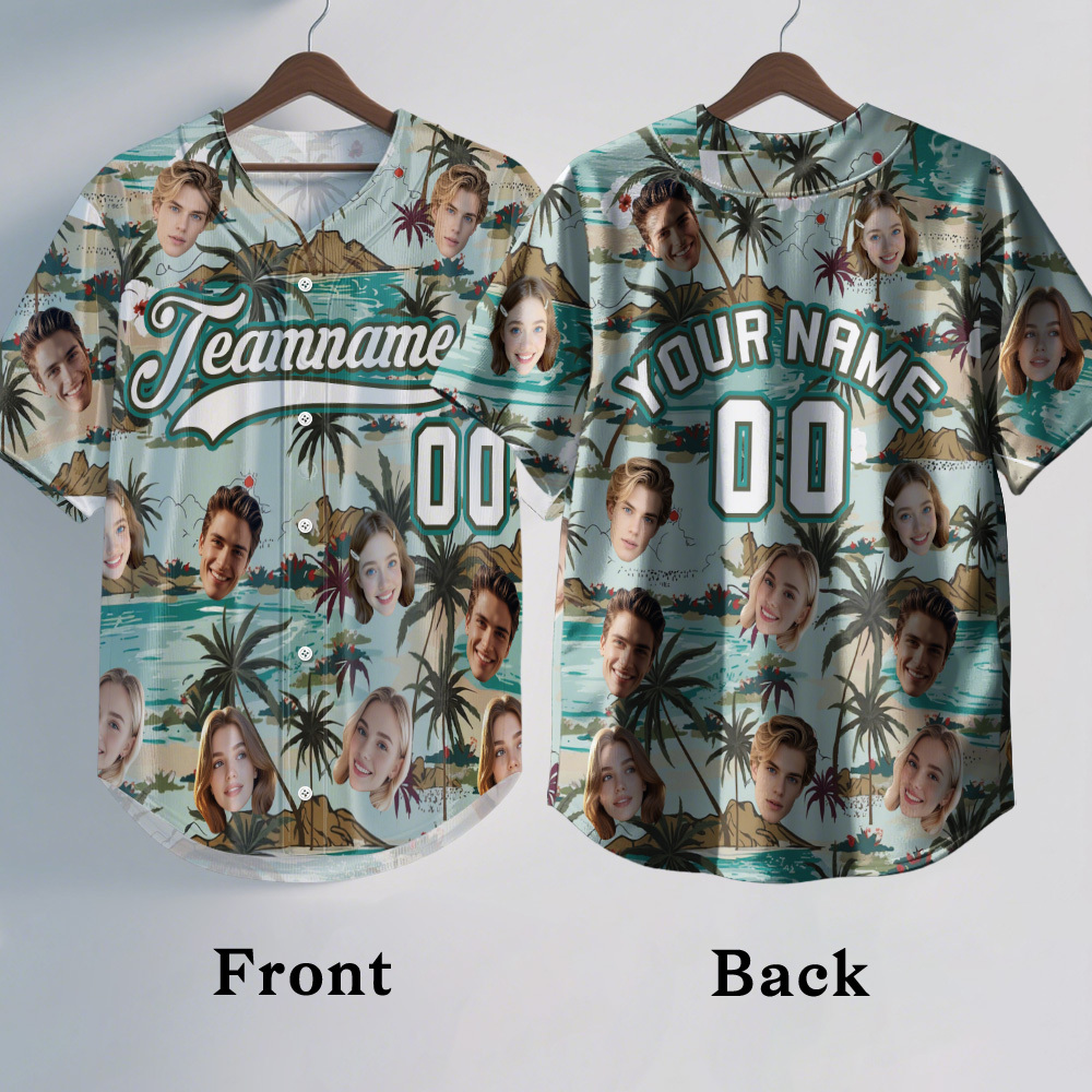 Personalized Hawaii Floral Shirt for Kids Custom Hawaiian Baseball Jersey with Face Teamname Name Number