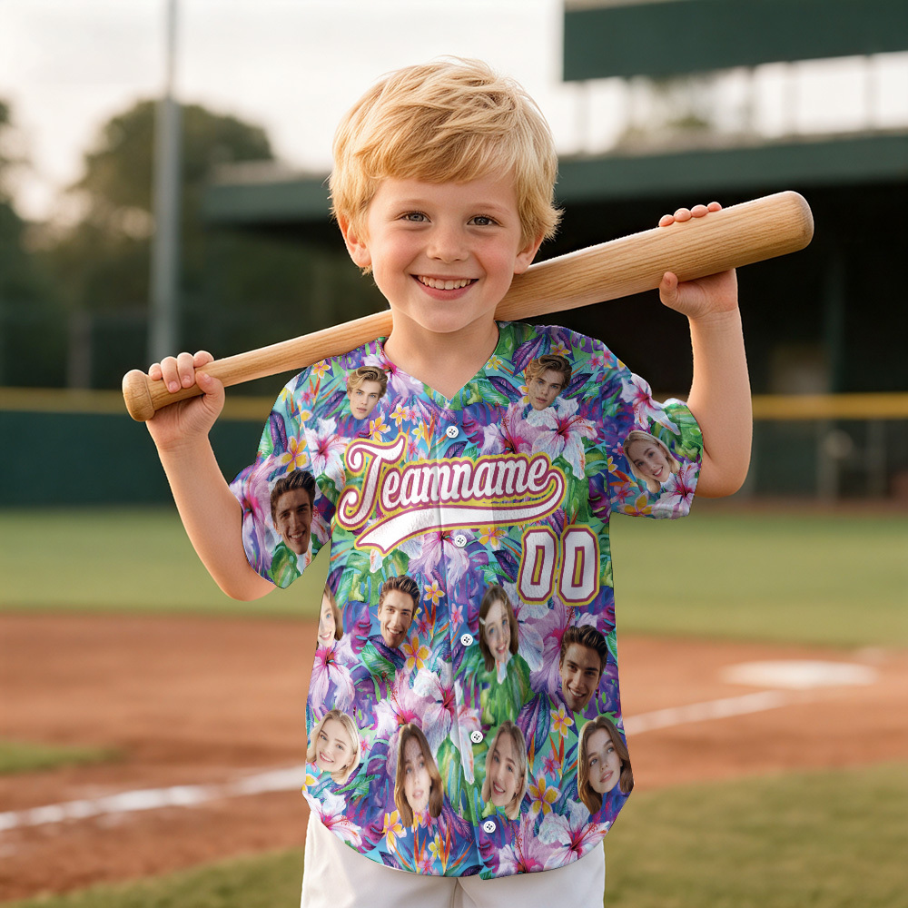 Personalized Hawaii Floral Shirt for Women Custom Hawaiian Baseball Je