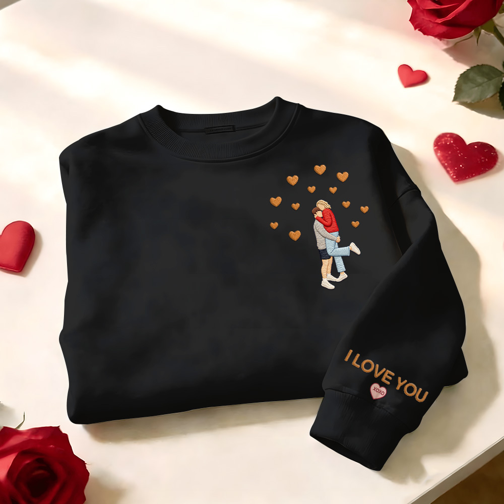 Custom Embroidered Portrait Sweatshirt from Photo Valentine's Day Gift