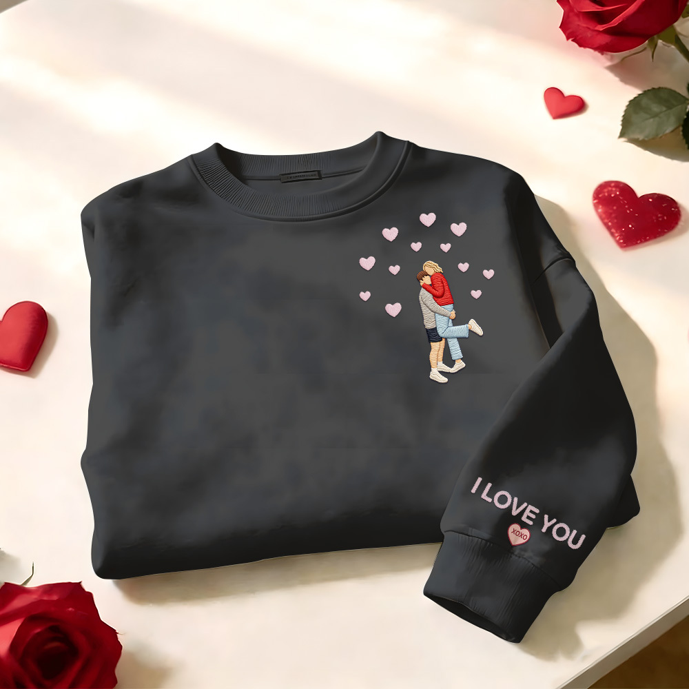 Custom Embroidered Portrait Sweatshirt from Photo Valentine's Day Gift