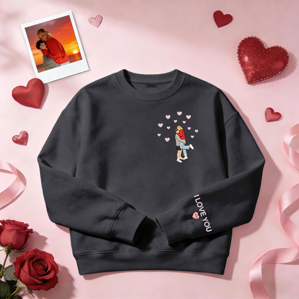 Custom Embroidered Portrait Sweatshirt from Photo Valentine's Day Gift