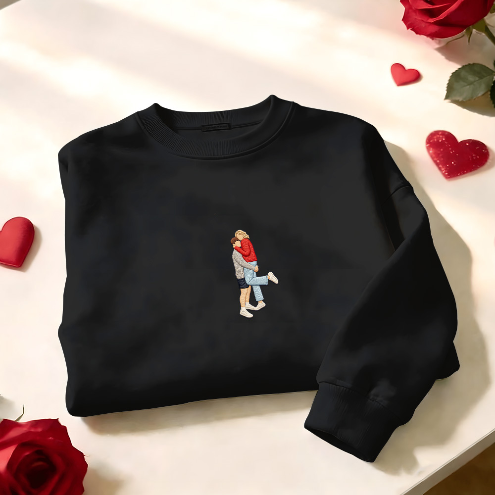 Custom Embroidered Portrait Sweatshirt from Photo Valentine's Day Gift