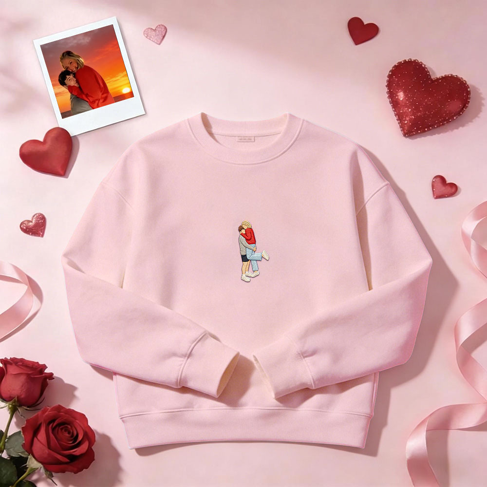 Custom Embroidered Portrait Sweatshirt from Photo Valentine's Day Gift