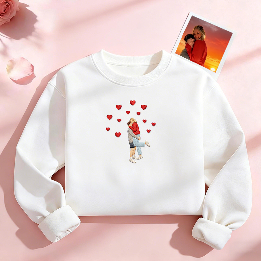 Custom Embroidered Portrait Sweatshirt from Photo Valentine's Day Gift