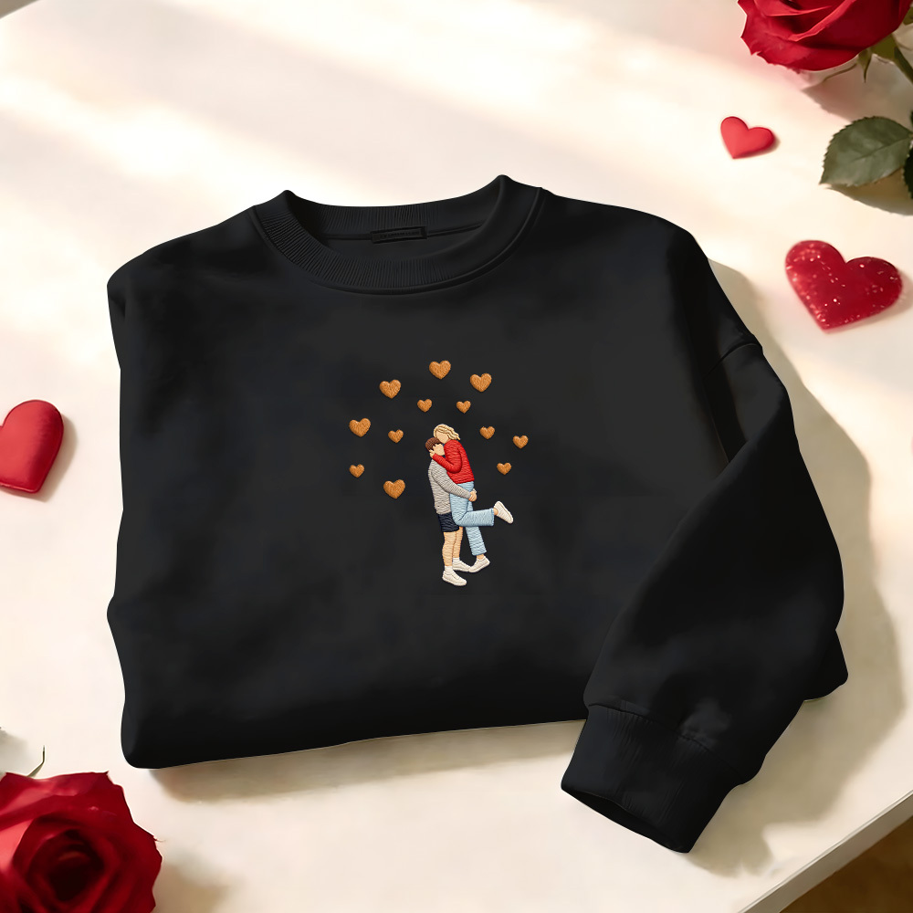 Custom Embroidered Portrait Sweatshirt from Photo Valentine's Day Gift
