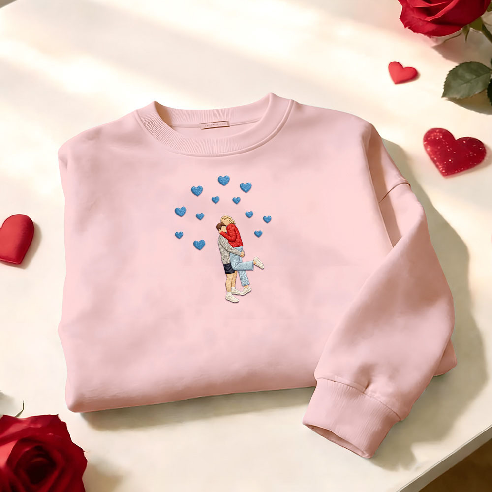 Custom Embroidered Portrait Sweatshirt from Photo Valentine's Day Gift