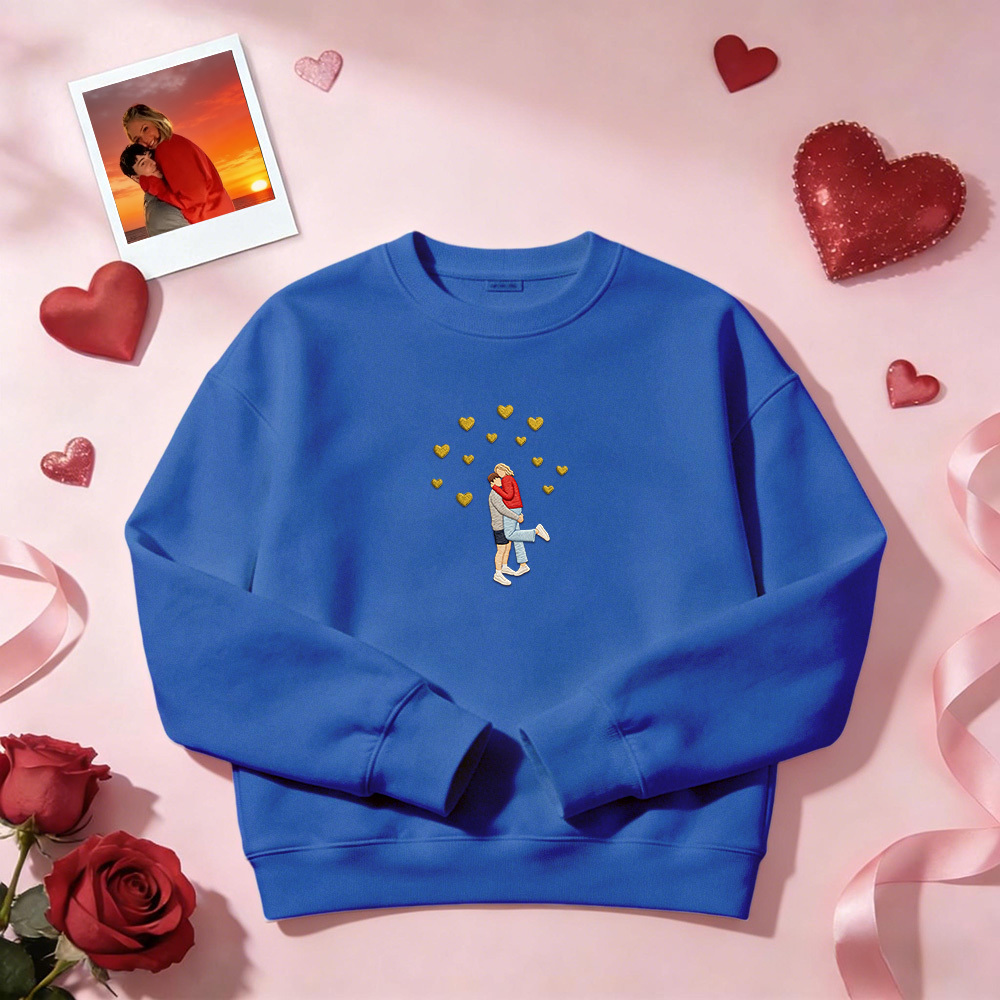Custom Embroidered Portrait Sweatshirt from Photo Valentine's Day Gift