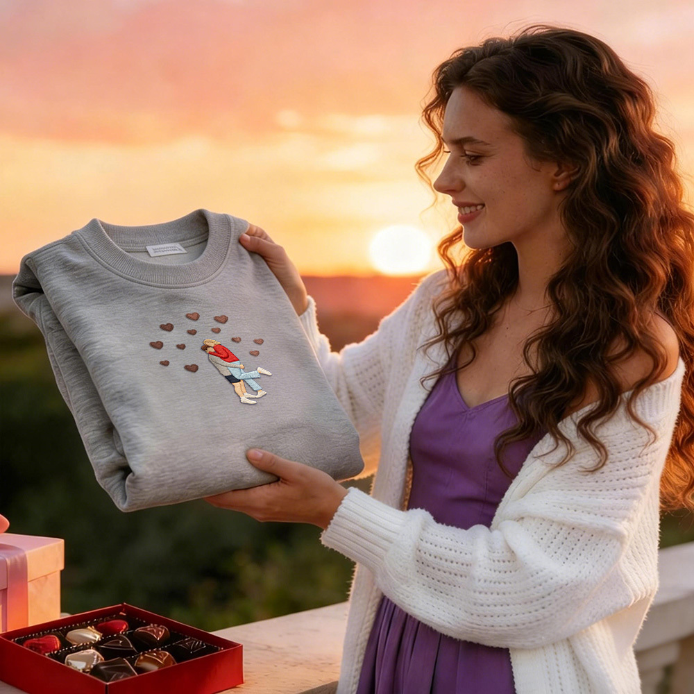 Custom Embroidered Portrait Sweatshirt from Photo Valentine's Day Gift