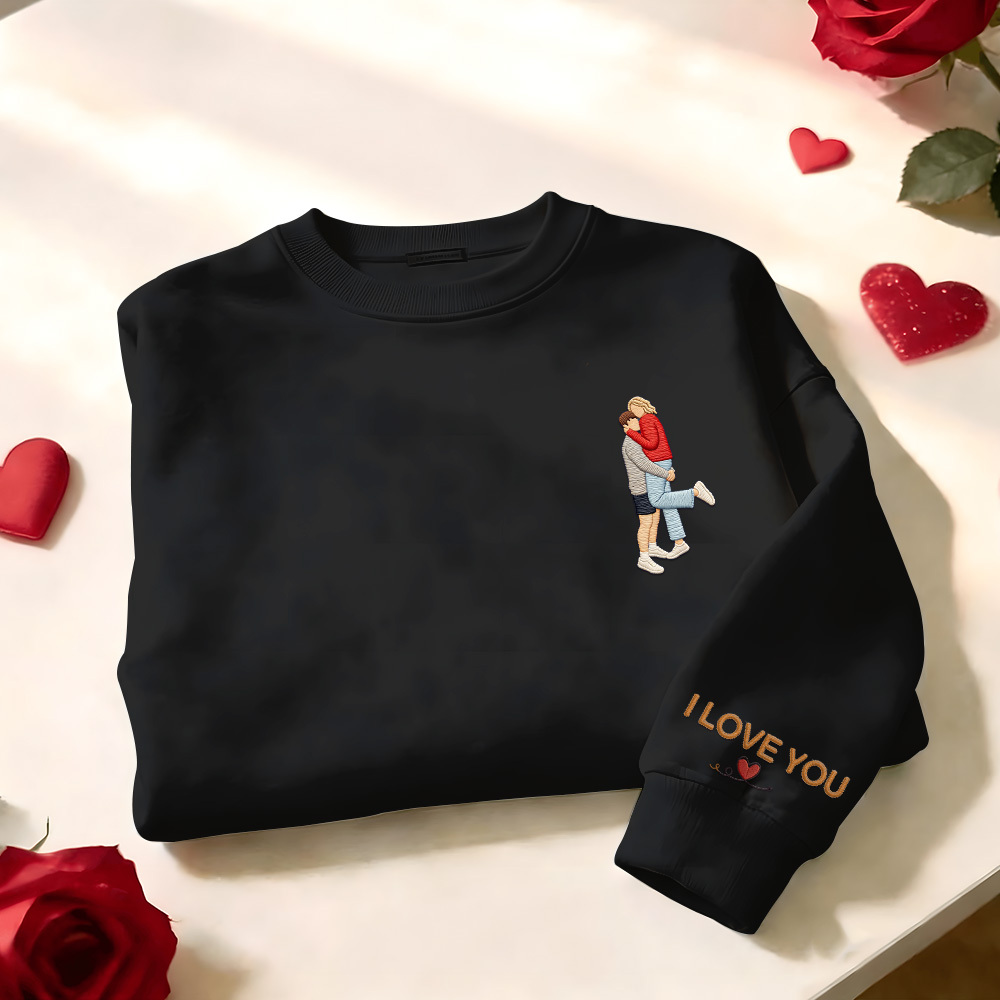 Custom Embroidered Portrait Sweatshirt from Photo Valentine's Day Gift