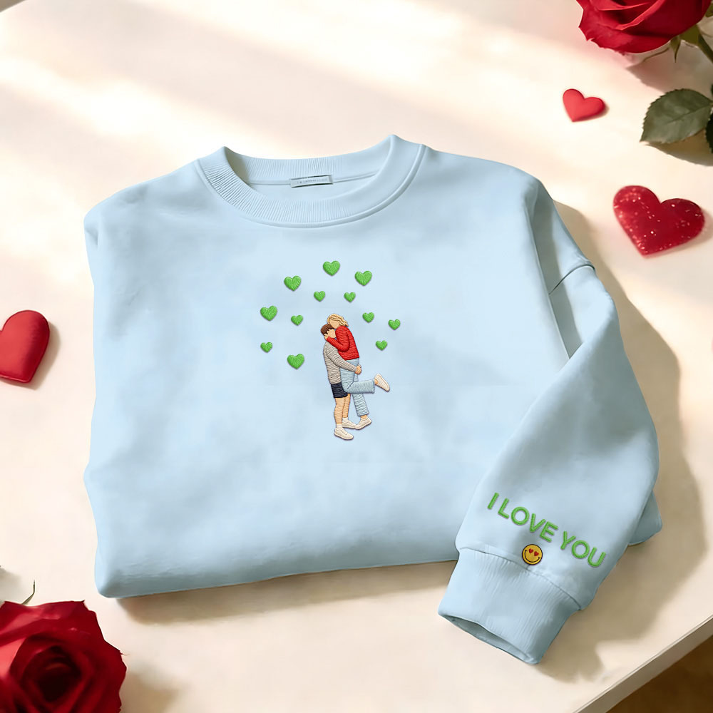 Custom Embroidered Portrait Sweatshirt from Photo Valentine's Day Gift