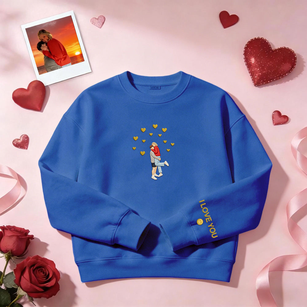 Custom Embroidered Portrait Sweatshirt from Photo Valentine's Day Gift