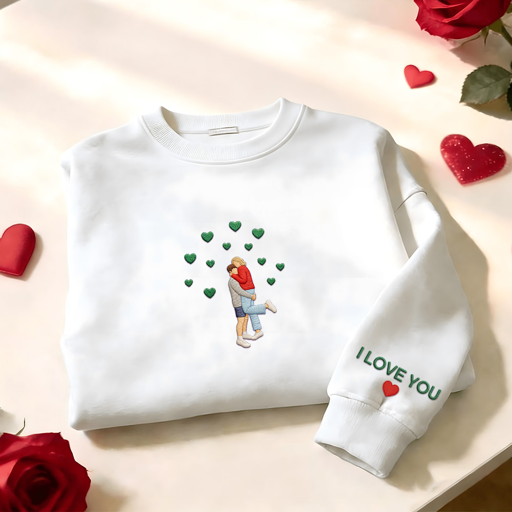 Custom Embroidered Portrait Sweatshirt from Photo Valentine's Day Gift