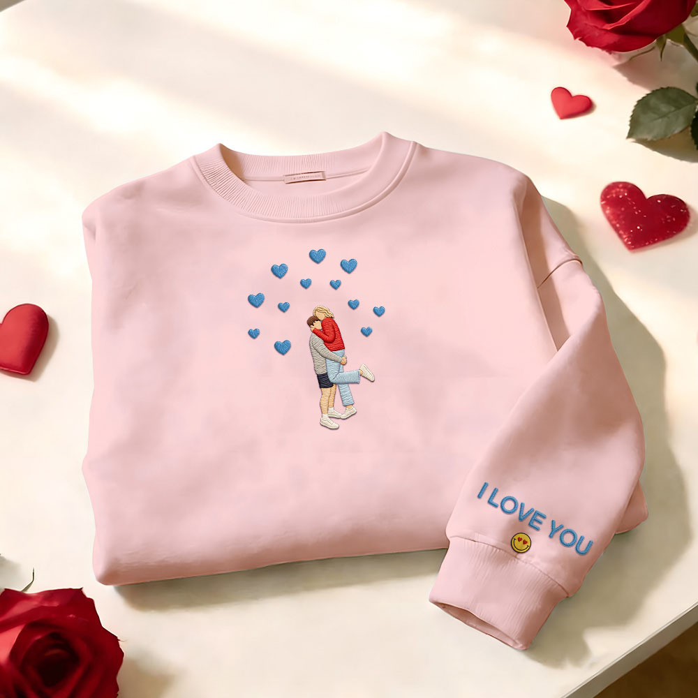 Custom Embroidered Portrait Sweatshirt from Photo Valentine's Day Gift