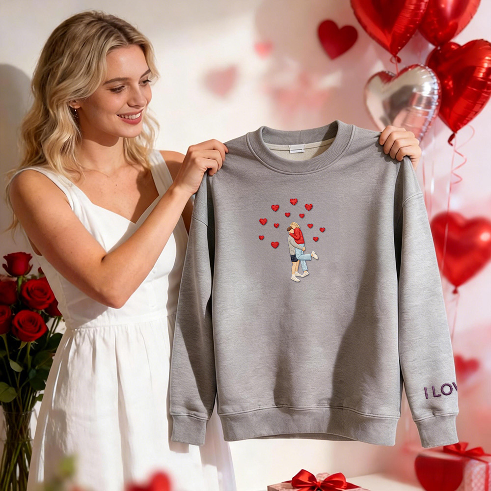 Custom Embroidered Portrait Sweatshirt from Photo Valentine's Day Gift