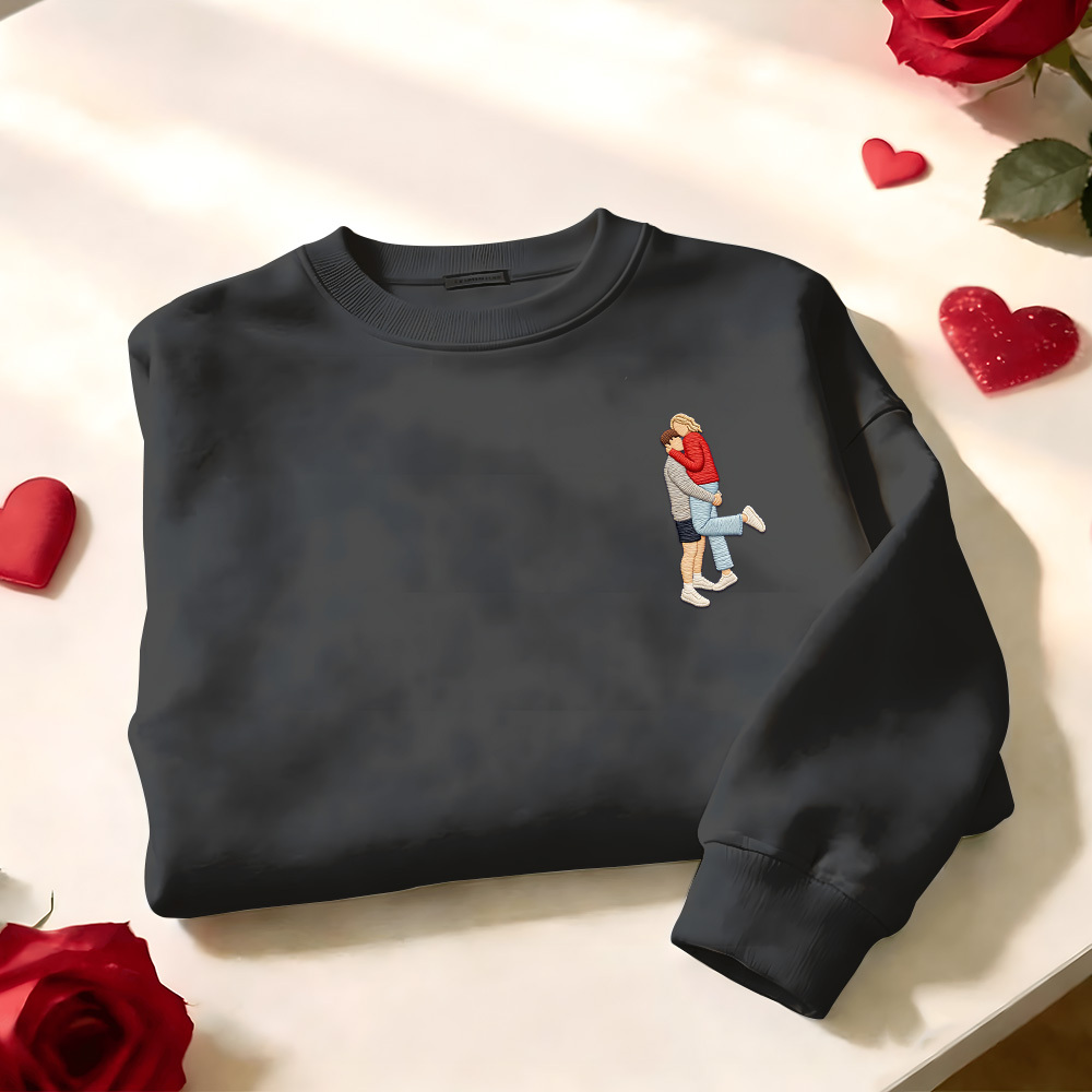 Custom Embroidered Portrait Sweatshirt from Photo Valentine's Day Gift