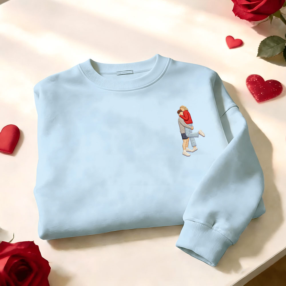 Custom Embroidered Portrait Sweatshirt from Photo Valentine's Day Gift