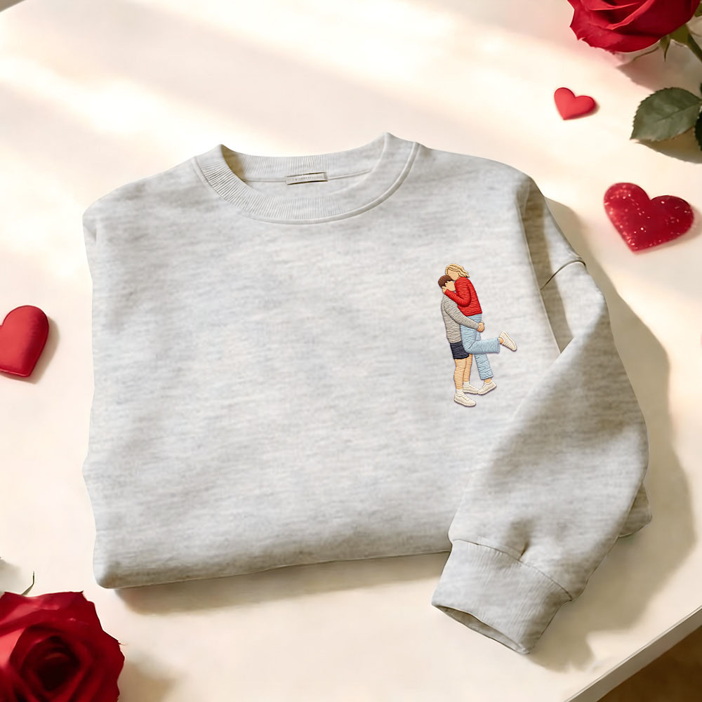 Custom Embroidered Portrait Sweatshirt from Photo Valentine's Day Gift
