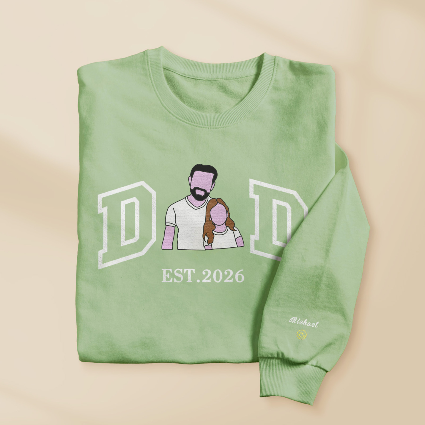 Personalized Sweatshirt with Embroidered Portrait for Dad – Father's Day Gift – Custom Gift with Embroidered Family Photo