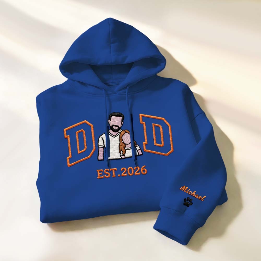 Personalized Sweatshirt with Embroidered Portrait for Dad – Father's Day Gift – Custom Gift with Embroidered Family Photo