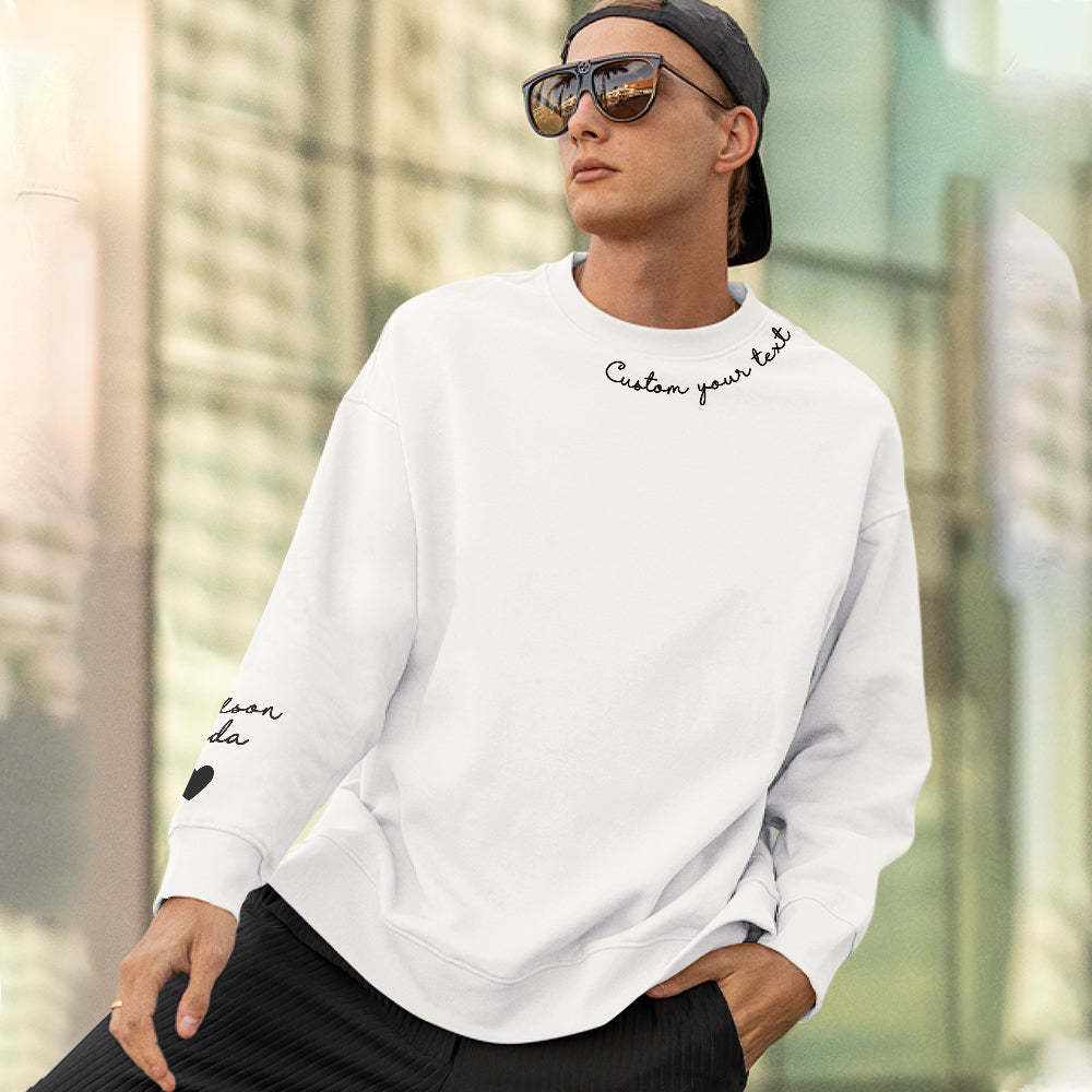 Valentine's Day Sale Custom Text Sweatshirt Personalized Names Round Neck Hoodie Gifts