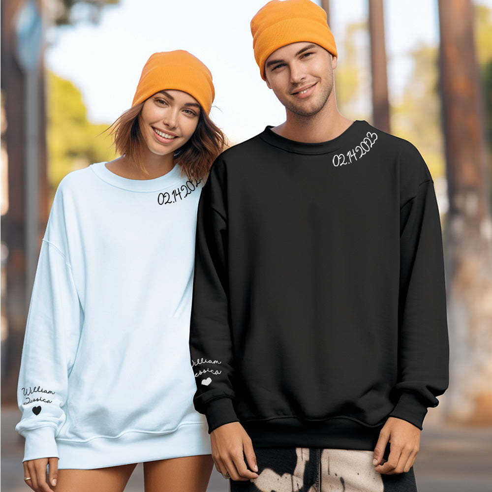 Valentine's Day Sale Custom Text Sweatshirt Personalized Names Round Neck Hoodie Gifts