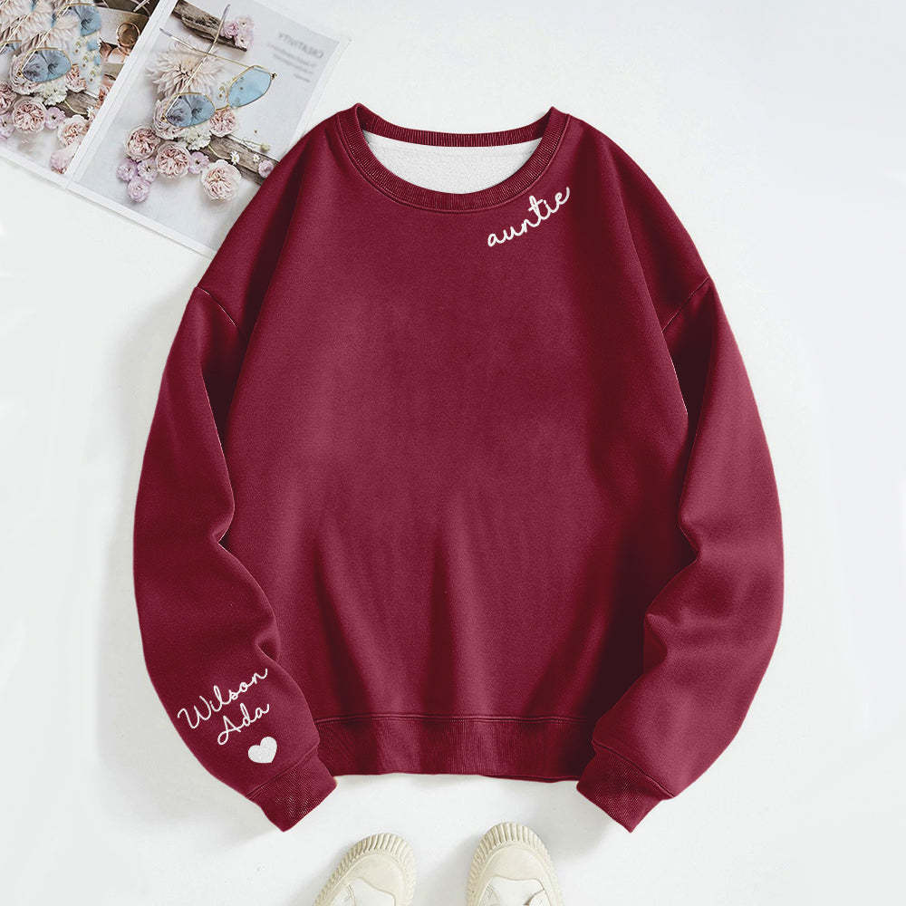 Valentine's Day Sale Custom Text Sweatshirt Personalized Names Round Neck Hoodie Gifts