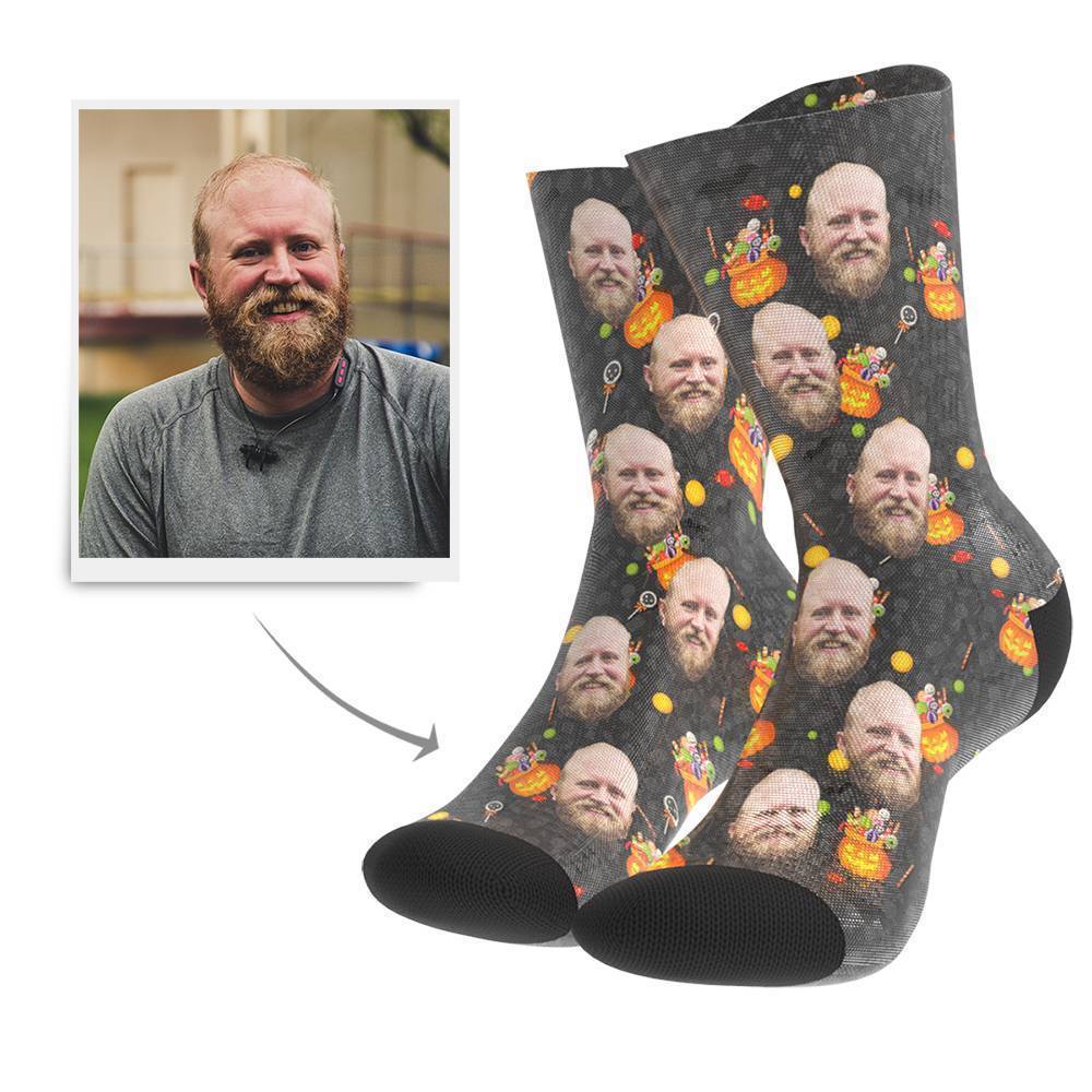 Halloween Pumpkin Custom Face Socks - Getphotoblanket