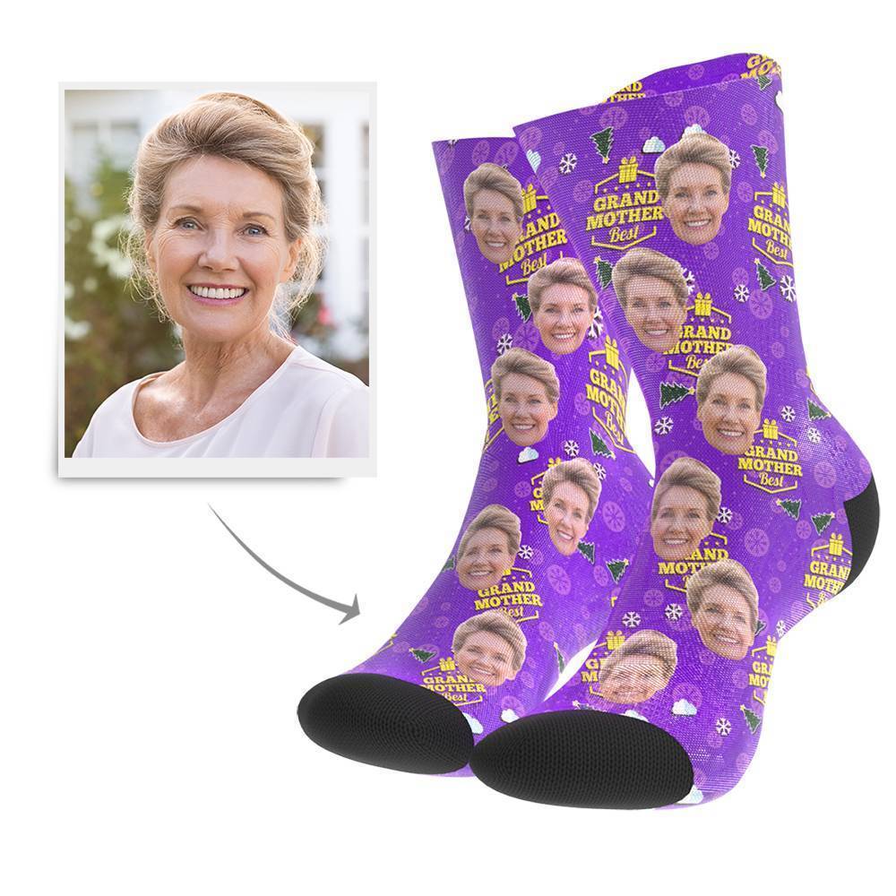 Christmas Gift Custom Face Socks (Grand Mother) - Getphotoblanket