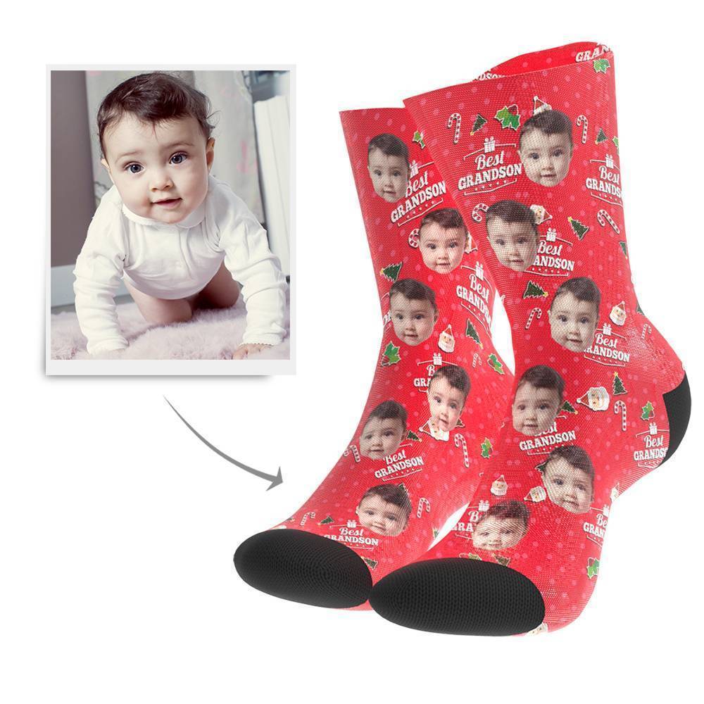 Christmas Gift Custom Face Socks (Grandson) - Getphotoblanket