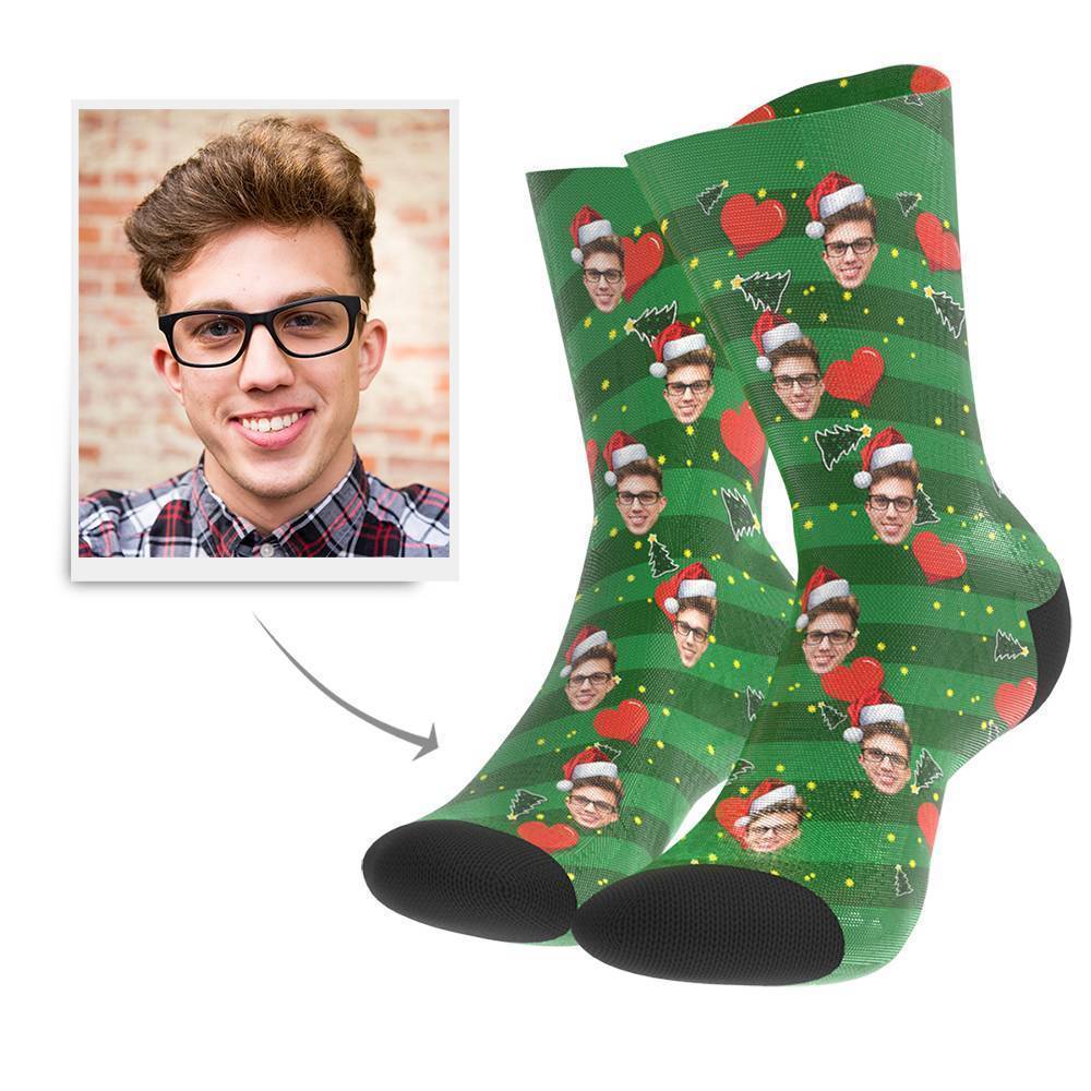 Christmas Gift Custom Face Socks (Heart) - Getphotoblanket