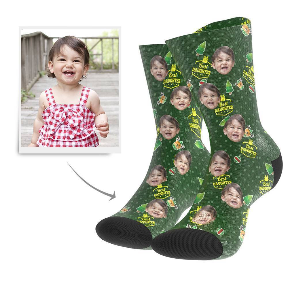 Christmas Gift Custom Face Socks (Daughter) - Getphotoblanket