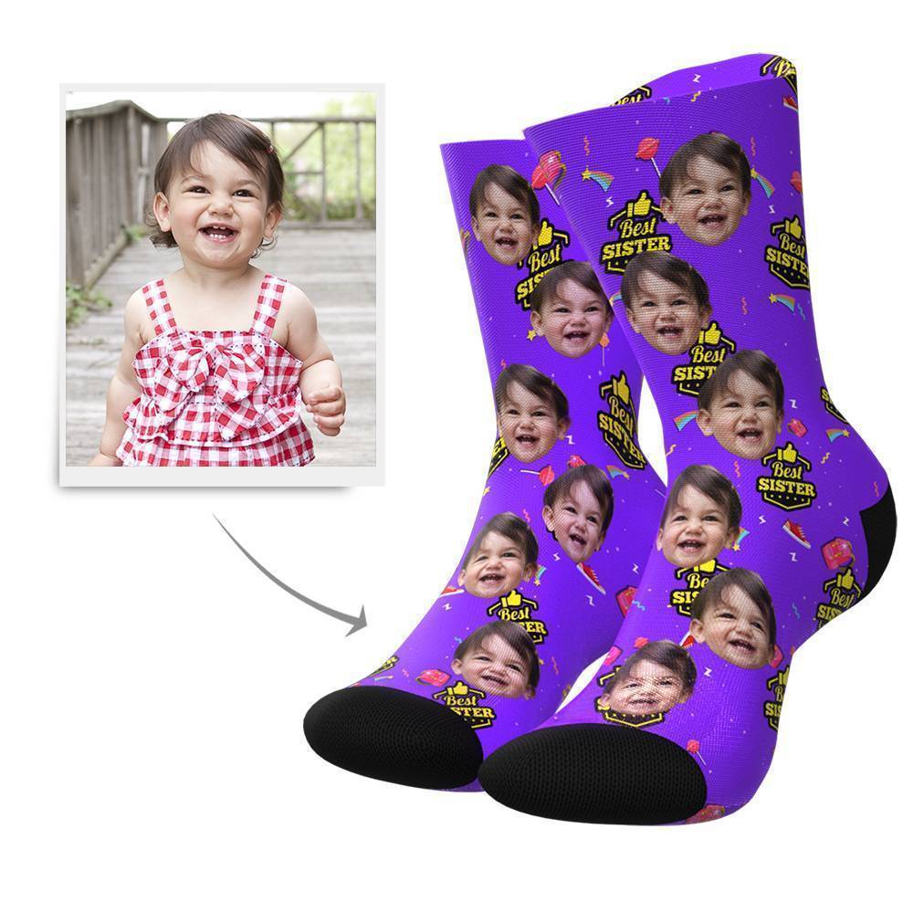 Best Sister Custom Face Socks - Getphotoblanket