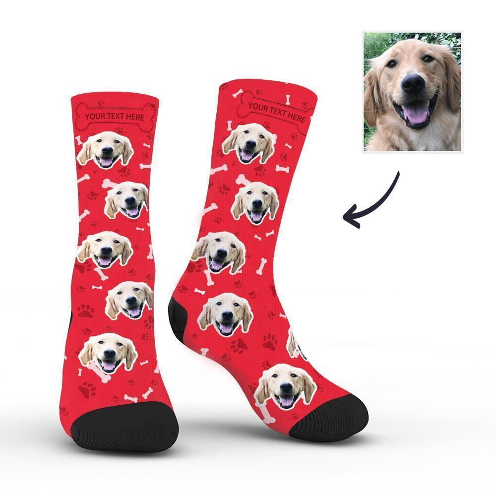 Custom Rainbow Socks Dog With Your Text - Red
