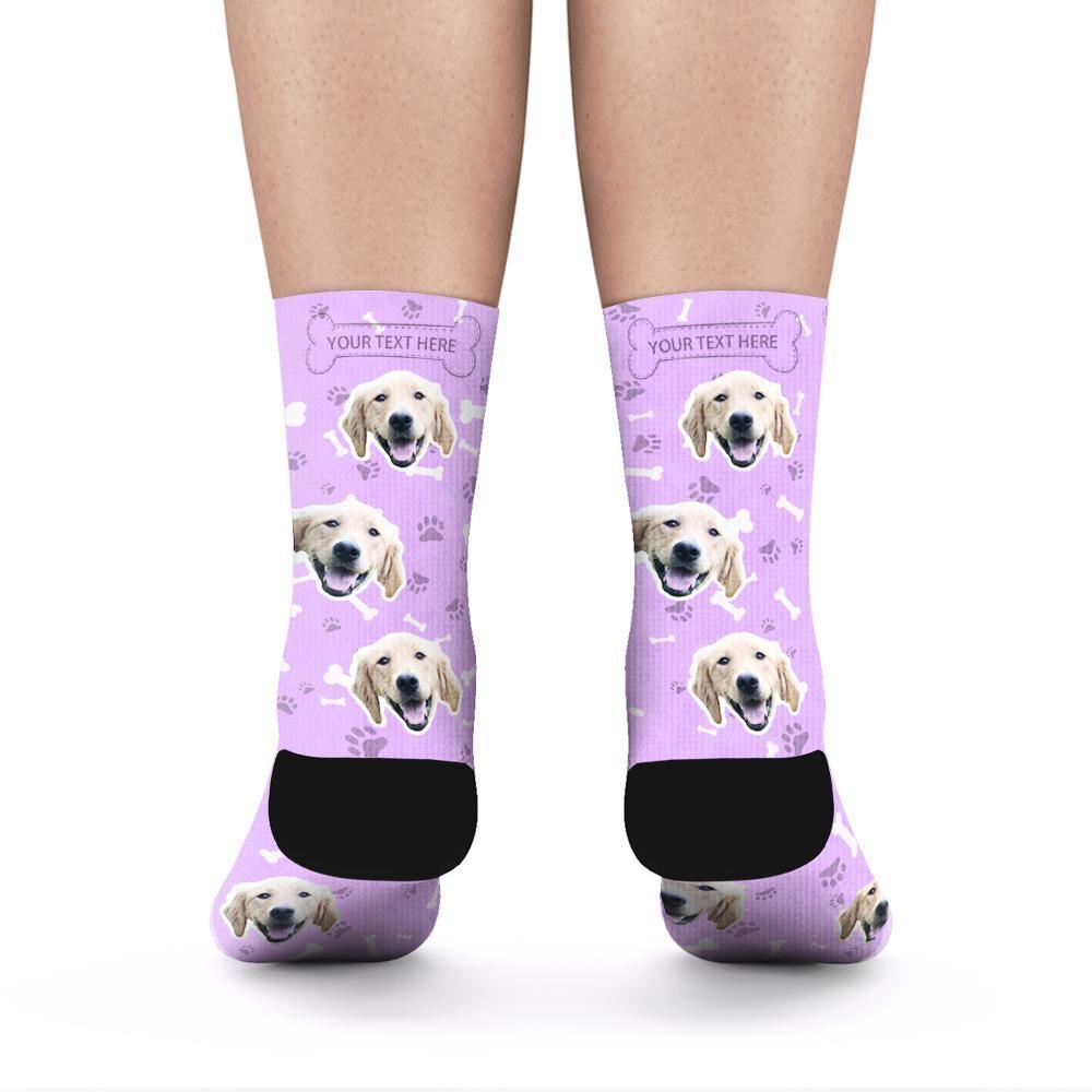 Custom Rainbow Socks Dog With Your Text - Purple