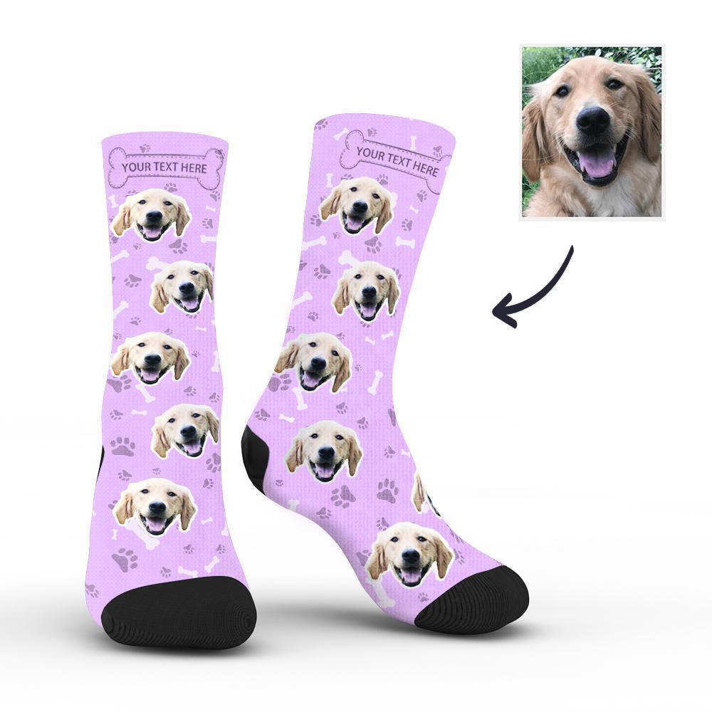Custom Rainbow Socks Dog With Your Text - Purple