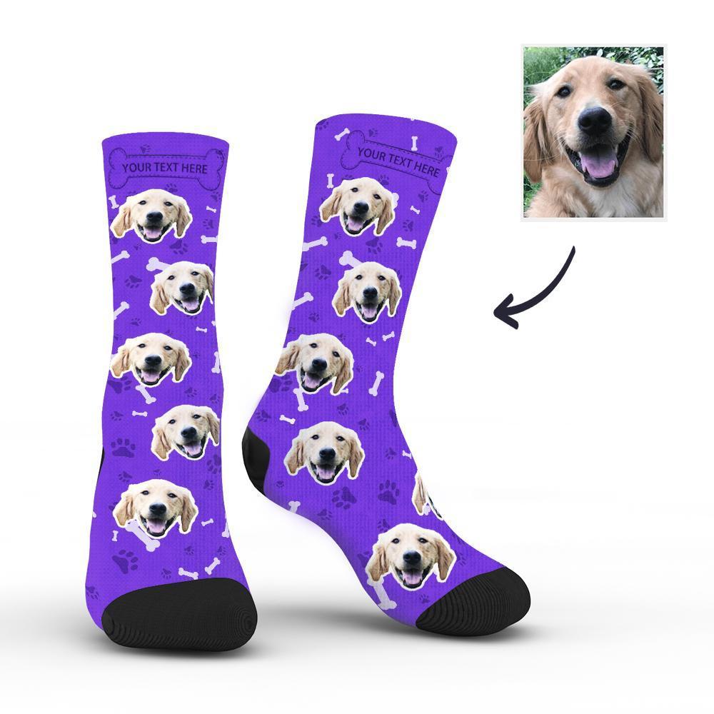 Custom Rainbow Socks Dog With Your Text - Purple